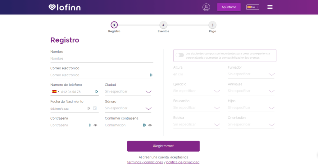 Lofinn Registro Página Citas Lofinn Registro